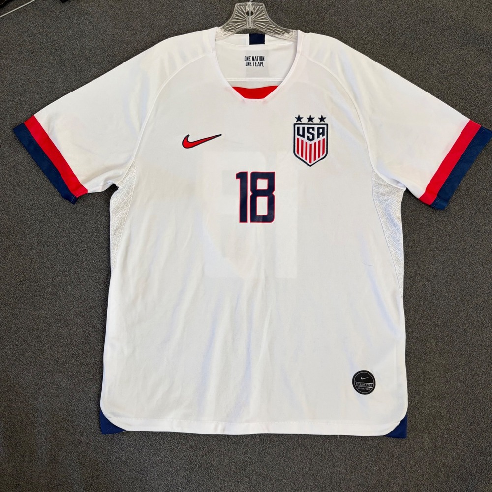Nike USWNT Soccer Jersey Women Medium White Ashlyn Harris 18 2019 World Cup Home